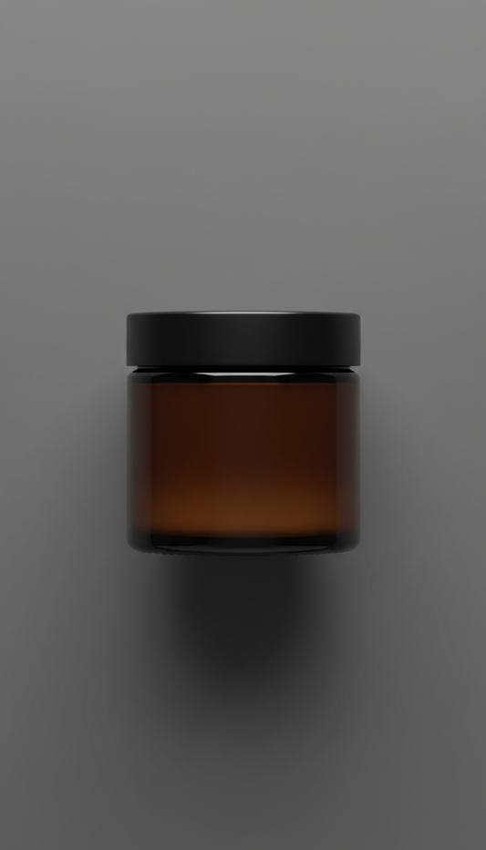 Bálsamo premium para barba en frasco de vidrio